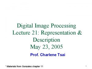 Digital Image Processing Lecture 21 Representation Description May