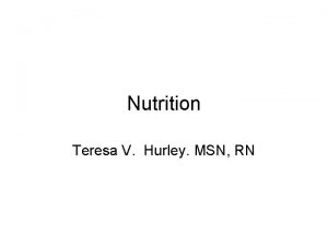 Nutrition Teresa V Hurley MSN RN Factors Affecting
