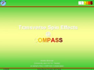 SIR 2005 Transverse Spin Effects C O MP