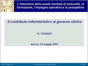 Linfermiere della salute mentale di comunit la formazione