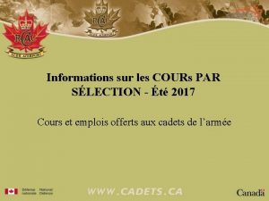 Informations sur les COURs PAR SLECTION t 2017