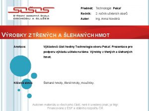 Pedmt Technologie Peka Ronk 2 ronk uebnch obor