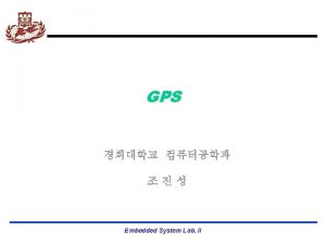 GPS n GPS Space Segment Control Segment User