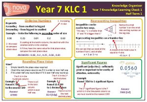 Year 7 KLC 1 Ordering Numbers 1 Increasing