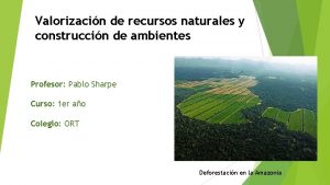 Valorizacin de recursos naturales y construccin de ambientes