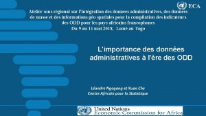 Atelier sous rgional sur lintgration des donnes administratives