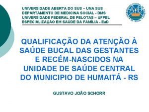 UNIVERSIDADE ABERTA DO SUS UNA SUS DEPARTAMENTO DE