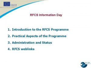 RFCS Information Day 1 Introduction to the RFCS