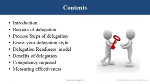 Contents Introduction Barriers of delegation ProcessSteps of delegation