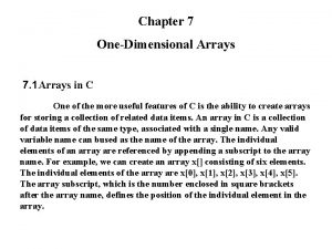 Chapter 7 OneDimensional Arrays 7 1 Arrays in