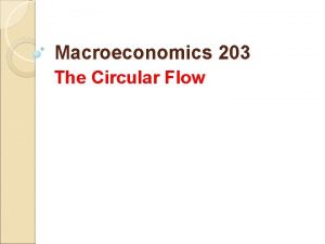 Macroeconomics 203 The Circular Flow Circular Flow Model