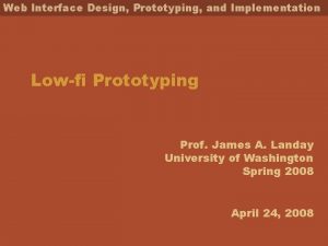 Web Interface Design Prototyping and Implementation Lowfi Prototyping