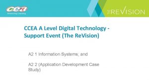 CCEA A Level Digital Technology Support Event The