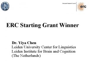 European Research Council ERC Starting Grant Winner Dr