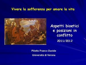 Vivere la sofferenza per amare la vita Aspetti