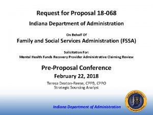 Request for Proposal 18 068 Indiana Department of