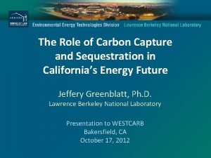 The Role of Carbon Capture and Sequestration in