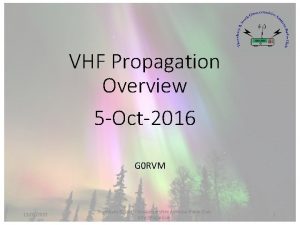 VHF Propagation Overview 5 Oct2016 G 0 RVM