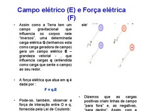 Campo eltrico E e Fora eltrica F Assim