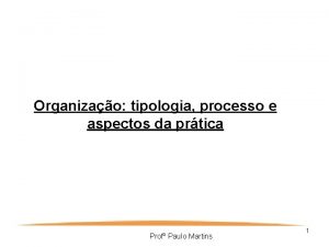 Organizao tipologia processo e aspectos da prtica Prof