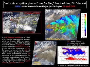 Volcanic eruption plume from La Soufriere Volcano St