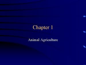 Chapter 1 Animal Agriculture Animal Agriculture Facts Food