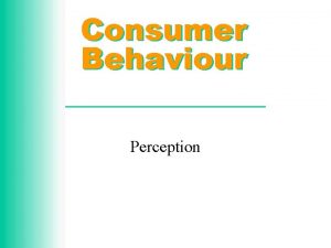 Consumer Behaviour Perception Chapter Outline Elements of Perception
