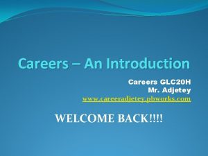 Careers An Introduction Careers GLC 20 H Mr