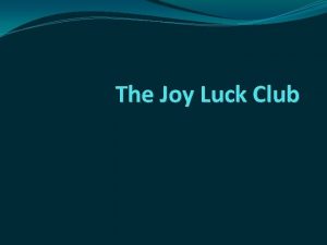 The Joy Luck Club Is there are character
