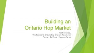 Building an Ontario Hop Market Rob Rombouts Vice