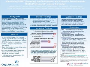 Embedding SBIRT Screening Brief Intervention and Referral to