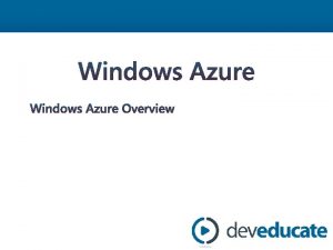 Azure in a Day Training Windows Azure Module