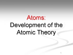 Atoms Development of the Atomic Theory 1 Democritus