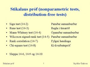 Stikalaus prf nonparametric tests distributionfree tests Sign test