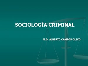 SOCIOLOGA CRIMINAL M D ALBERTO CAMPOS OLIVO Sociologa