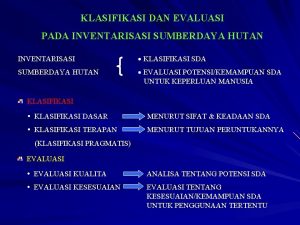 KLASIFIKASI DAN EVALUASI PADA INVENTARISASI SUMBERDAYA HUTAN INVENTARISASI