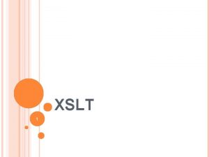 XSLT 1 CONTENTS XSLT and uses XSLT example