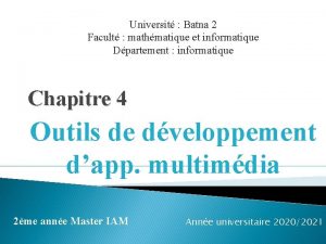 Universit Batna 2 Facult mathmatique et informatique Dpartement