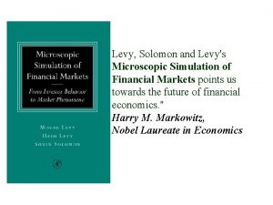 Levy Solomon and Levys Microscopic Simulation of Financial