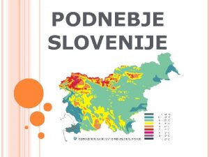 PODNEBJE SLOVENIJE PODNEBJE GLEDE NA GEOGRAFSKO LEGO Slovenija