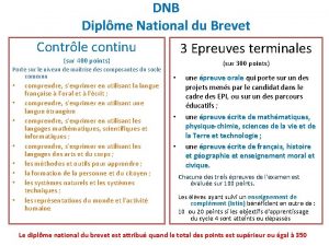 DNB Diplme National du Brevet Contrle continu 3