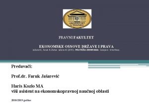 PRAVNI FAKULTET EKONOMSKE OSNOVE DRAVE I PRAVA Jaarevi