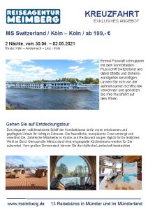 KREUZFAHRT EXKLUSIVES ANGEBOT MS Switzerland Kln Kln ab