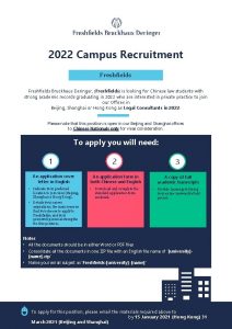 2022 Campus Recruitment Freshfields Bruckhaus Deringer Freshfields is