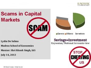 Scams in Capital Markets Savers Lydia De Salma