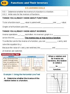 9 5 Functions and Their Inverses 9 5