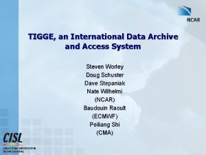 TIGGE an International Data Archive and Access System