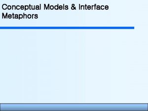 Conceptual Models Interface Metaphors Interface Hall of Fame