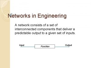 Networks in Engineering A network consists of a