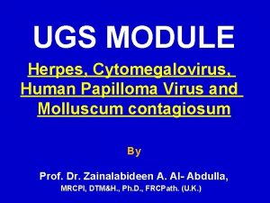 UGS MODULE Herpes Cytomegalovirus Human Papilloma Virus and